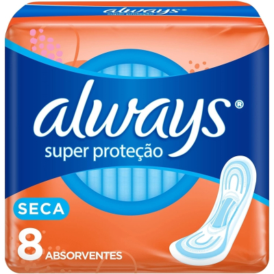 Absorvente Always Super Proteção Seca sem Abas - 8 unidades