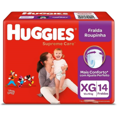 Fralda Calça Huggies Roupinha Supreme Care Disney Baby Jumbo XG 14 unidades