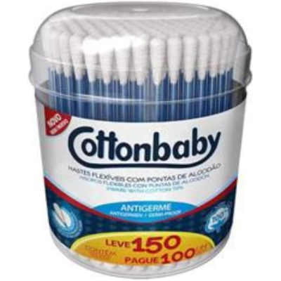Hastes Flexíveis Cotonete Pote 150un COTTONBABY