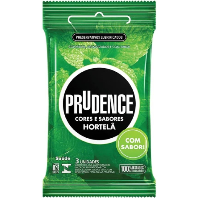 Preservativo Prudence Cor e Sabor Hortelã 3 Unidades