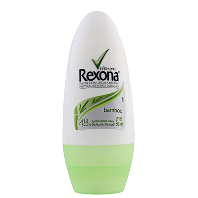 Desodorante Antitranspirante Roll-On Rexona Bamboo & Aloe Vera Feminino 48h Sem Álcool 50ml