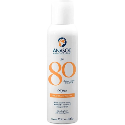 Protetor Solar Corporal Spray FPS 80 Anasol Transparente 200ml
