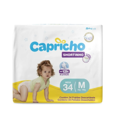 Fralda Capricho Shortinho Mega M com 34 un