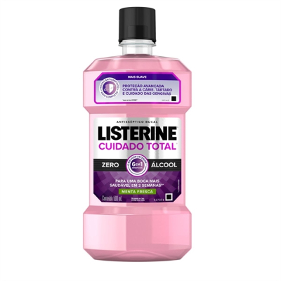 Enxaguante Antisséptico Bucal Listerine Cuidado Total Zero Álcool Menta Premium 500ml