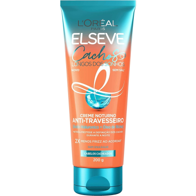 Creme Noturno Anti-Travesseiro Cabelo Cacheado L'Oréal Paris Elseve Cachos Longos dos Sonhos 200ml