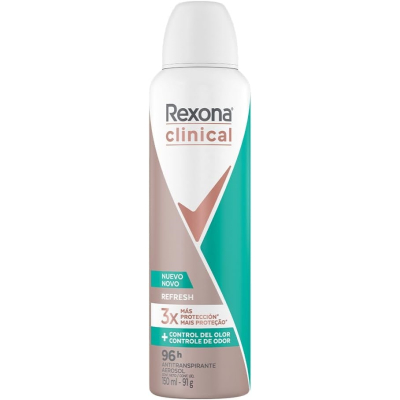 Desodorante Antitranspirante Aerosol Rexona Clinical Refresh Feminino 96h 150ml
