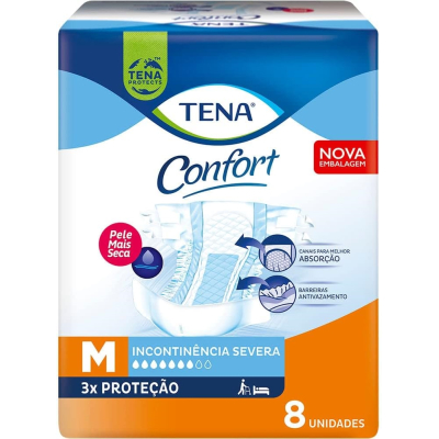 Fralda Geriátrica Unissex Tena Confort M Absorção Intensa 8 unidades