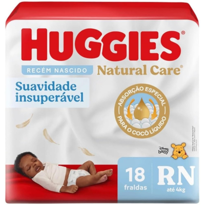 Fralda Huggies Natural Care Jumbo RN 18un