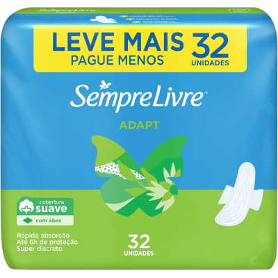 Absorvente Sempre Livre Adapt Suave c/abas 32 unid