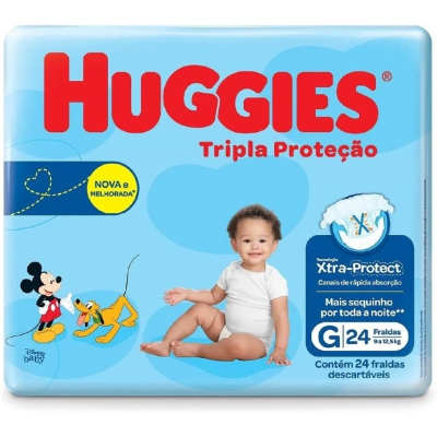 Fralda Huggies Tripla Protecao Jumbo G 24un