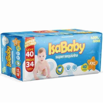 Fralda IsaBaby Super Sequinha Hora de Ninar XXG 40 Unidades