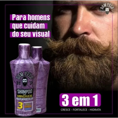 Shampoo com Minoxidil Dom Pelo 3 em 1: Cresce, fortalece e hidrata
