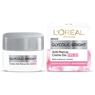 Creme Facial Anti-Marcas Dia L'oréal Paris Glycolic Bright FPS 30 49g