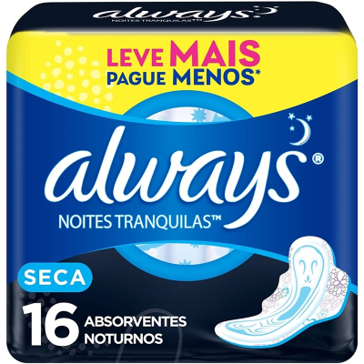 Absorvente Always Noites Tranquilas Seca com Abas - 16 unidades