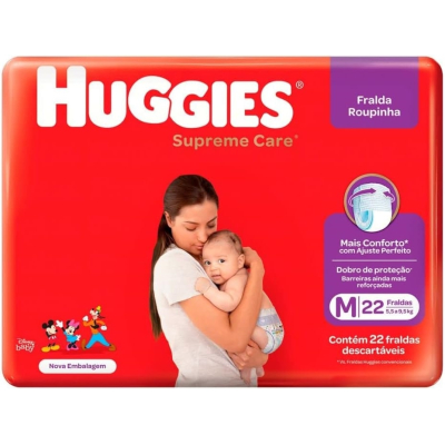 Fralda Calça Huggies Roupinha Supreme Care Disney Baby Jumbo M 22 unidades