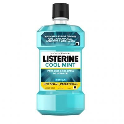 Enxaguante Antisséptico Bucal Listerine Cool Mint Hortelã com 500ml