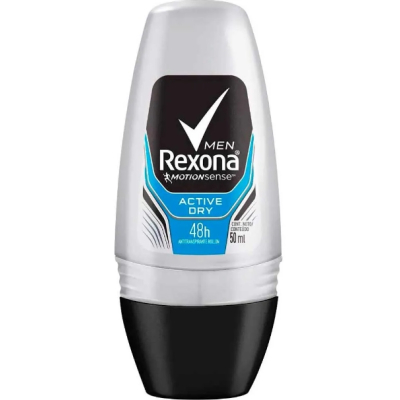 Desodorante Antitranspirante Roll-On Rexona Men Active Dry 72h Sem Álcool 50ml