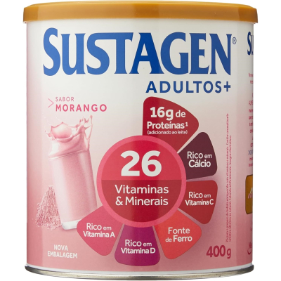 Complemento Alimentar Sustagen Adultos+ Sabor Morango 400g