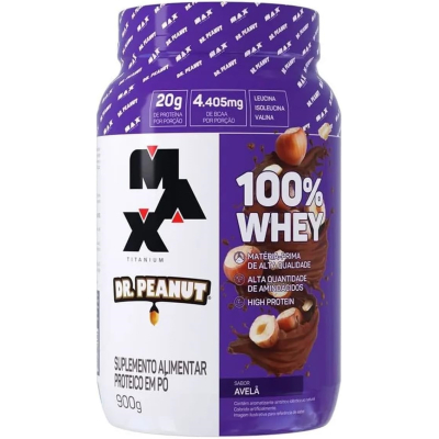 100% Whey Max Titanium x Dr. Peanut (900g), Sabor Avelã