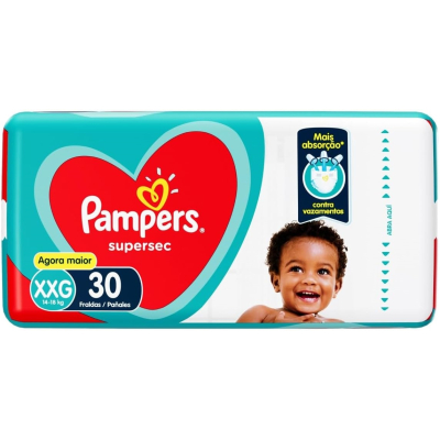 Fralda Descartável Pampers Supersec Tamanho XXG Com 30 Unidades