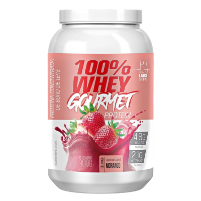 100% Whey Gourmet Sabor Milkshake de Morango 900G Health Labs