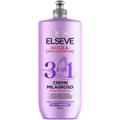 Creme Milagroso Elseve 3 em 1 Hidra Hialurônico 500ml