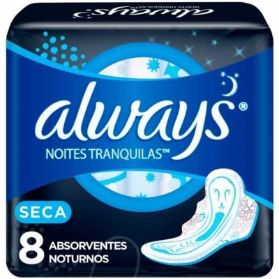 Absortvente Always Noite Tranquilas c/ Abas Seca 8un