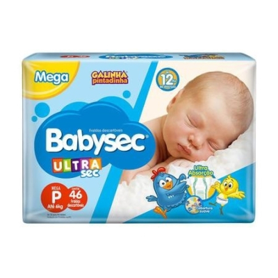 Fralda Babysec Ultrasec Galinha Pintadinha Mega P 42 unidades