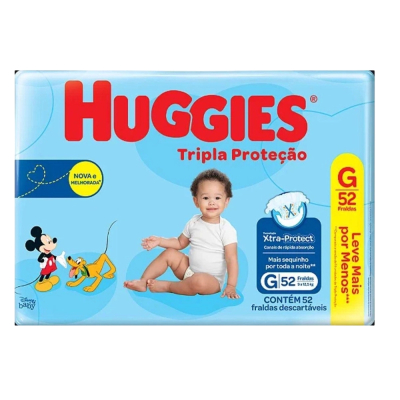 Fralda Huggies Tripla Proteção G - 52 unidades