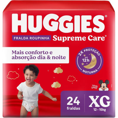 Fralda Calça Huggies Supreme Care Roupinha Disney Baby XG 24 unidades