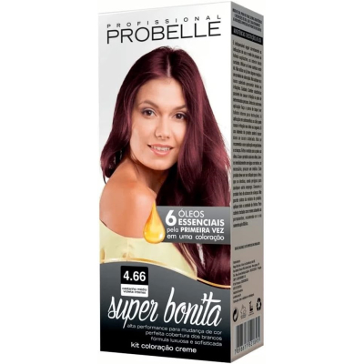 Coloração Probelle Super Bonita Castanho Médio Violeta Intenso 4.66