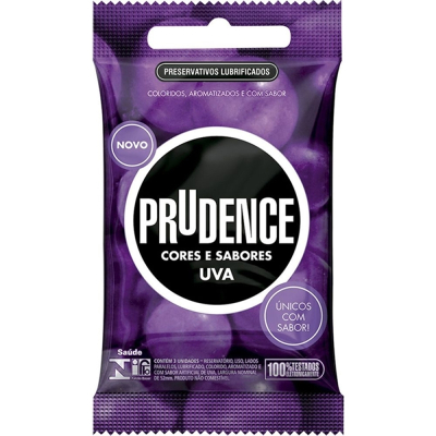 Preservativo Prudence Cor e Sabor Uva 3 Unidades