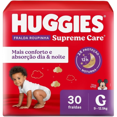 Fralda Calça Huggies Supreme Care Roupinha Disney Baby G 30 unidades