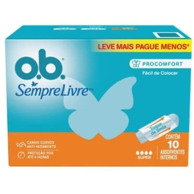Absorvente Interno O.B. Sempre Livre Super 10 Unidades (Leve 10 pague 8)