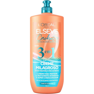 Creme Milagroso 3 em 1 Cabelo Cacheado L'Oréal Paris Elseve Cachos Longos dos Sonhos 500ml