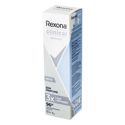 Desodorante Antitranspirante Aerosol Rexona Clinical Sem Perfume 96h 159ml