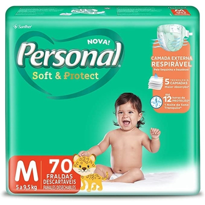 Fralda descartável Personal Soft & Protect Hiper Tamanho M c/70 fraldas