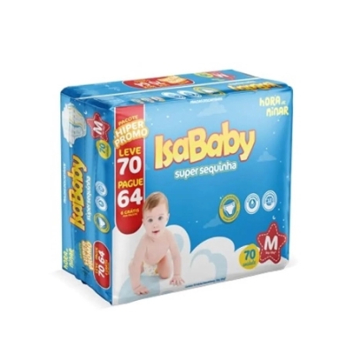 Fralda Descartável Isababy Super Sequinha M 70 Unidades