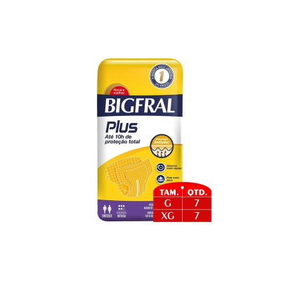 Fralda Geriátrica Unissex Bigfral Plus G Absorção Intensa 7 unidades