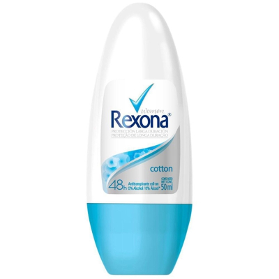 Desodorante Antitranspirante Roll-On Rexona Cotton Dry Feminino 48h Sem Álcool 50ml