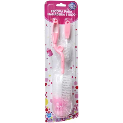 Escova Para Mamadeira e Bico - Rosa - Pais E Filhos