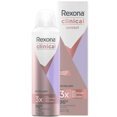 Desodorante Antitranspirante Aerosol Rexona Clinical Extra Dry Feminino 96h 150ml