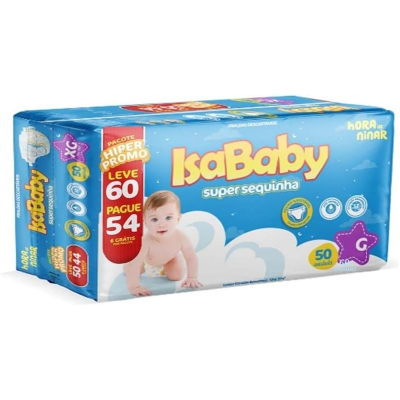 Fralda IsaBaby Super Sequinha Hora de Ninar G 60 Und