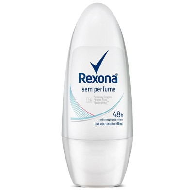 Desodorante Antitranspirante Roll-On Rexona 48h Sem Perfume Sem Álcool 50ml