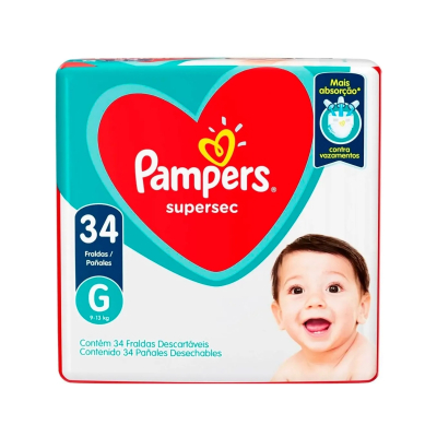 Fralda Descartável Pampers Supersec Tamanho G Com 34 Unidades
