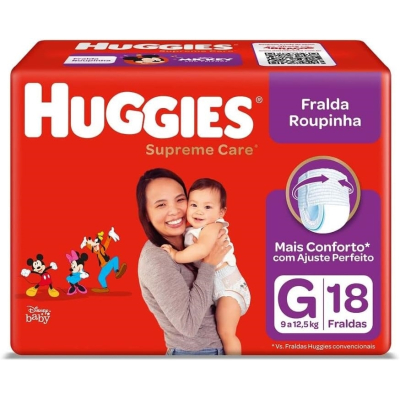 Fralda Roupinha Huggies Supreme Care G Jumbo Com 18 Unidades