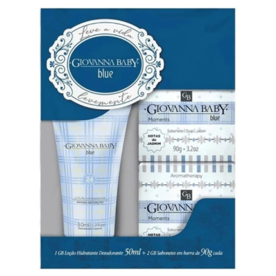 Kit Giovanna Baby Blue Eterno Encanto: 1 Hidratante + 2 Sabonetes em Barra