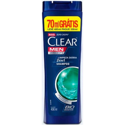 Shampoo Anticaspa Clear Men Limpeza Diária 2 em 1 400ml