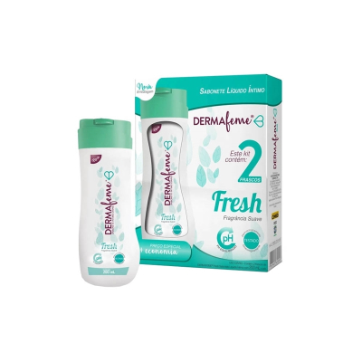Kit Sabonete Íntimo Líquido Dermafeme Fresh com 2 unidades de 200ml cada