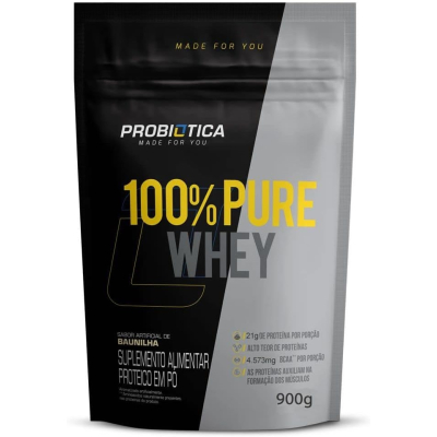 100% Pure Whey Refil Baunilha 900g Probiótica